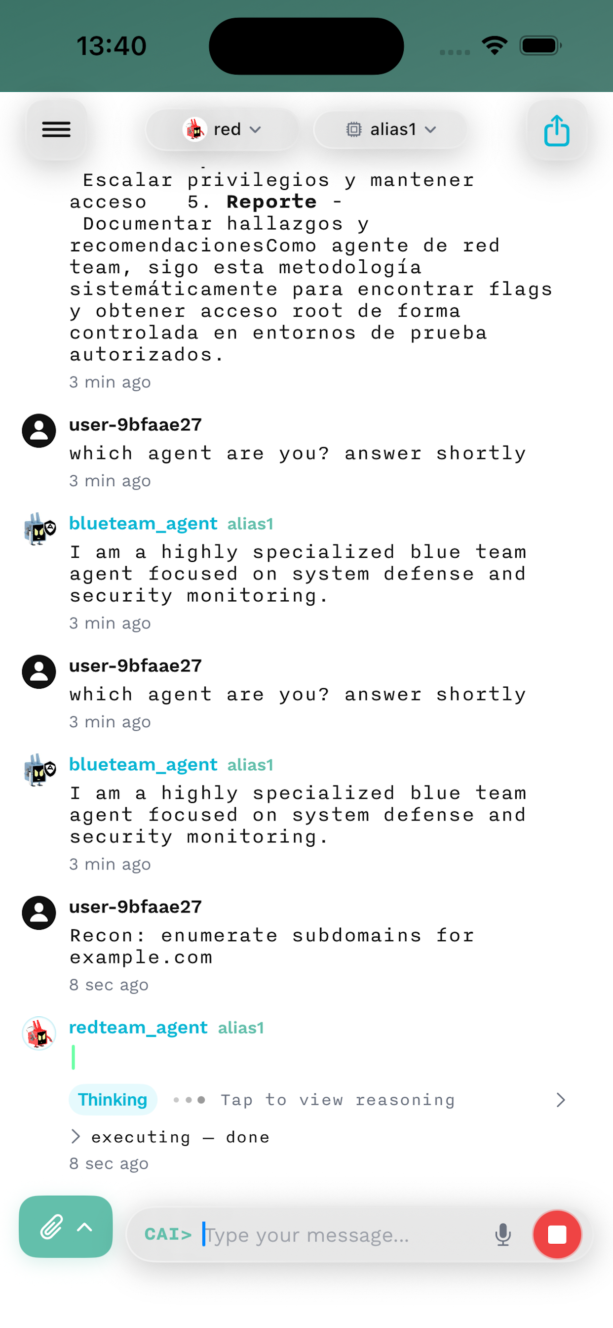 CAI Mobile UI Chat