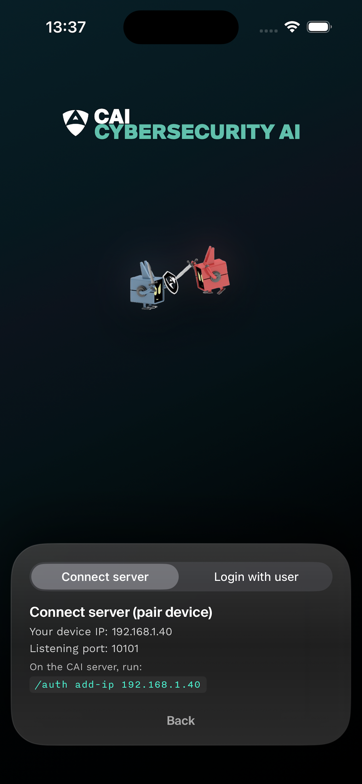 CAI Mobile UI Login Screen