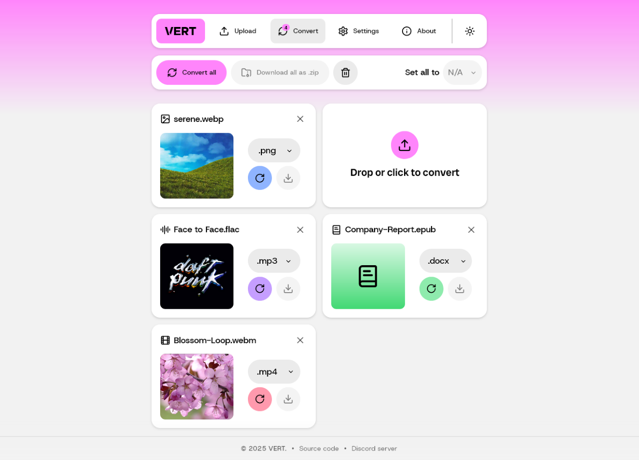 VERT convert page